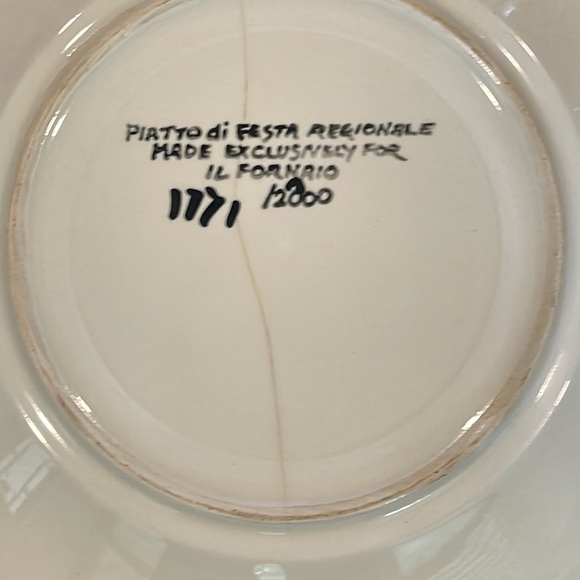 IL FORNAIO FESTA REGIONALE 2000 VINTAGE ITALIAN COLLECTIBLE PLATE #1171/2000 - Picture 5 of 6